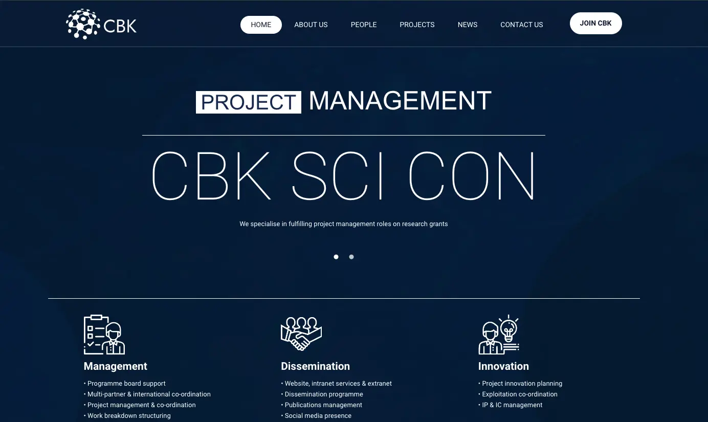CBK SciCon website homepage screenshot