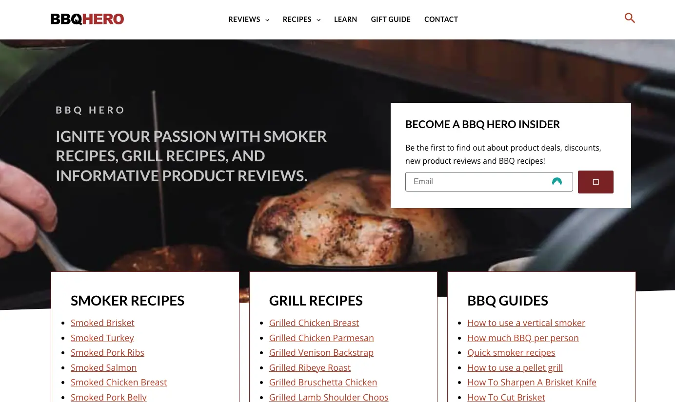 BBQ Hero website homepage screenshot