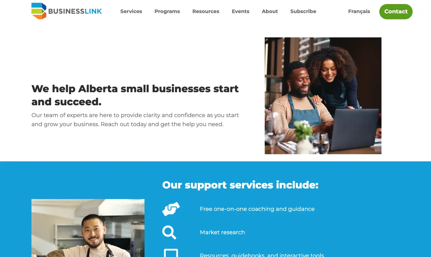 BusinessLink website homepage screenshot