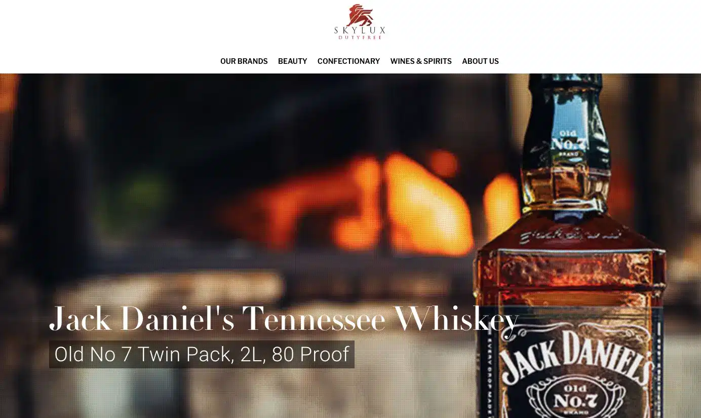 SkyLux Duty Free website homepage screenshot