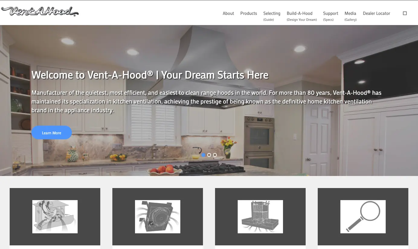 VentAHood website homepage screenshot